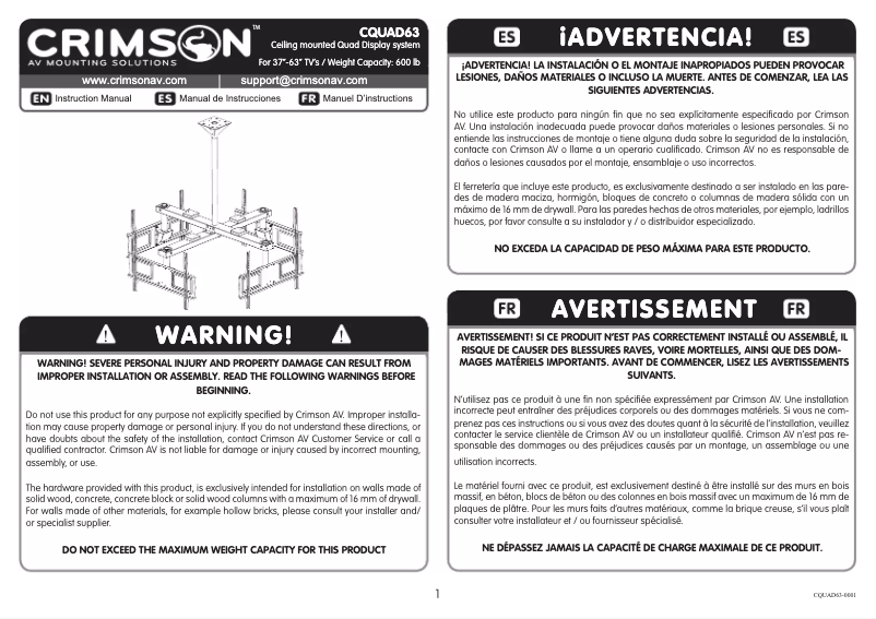 Image de la première page du manuel de l'appareil CQUAD63