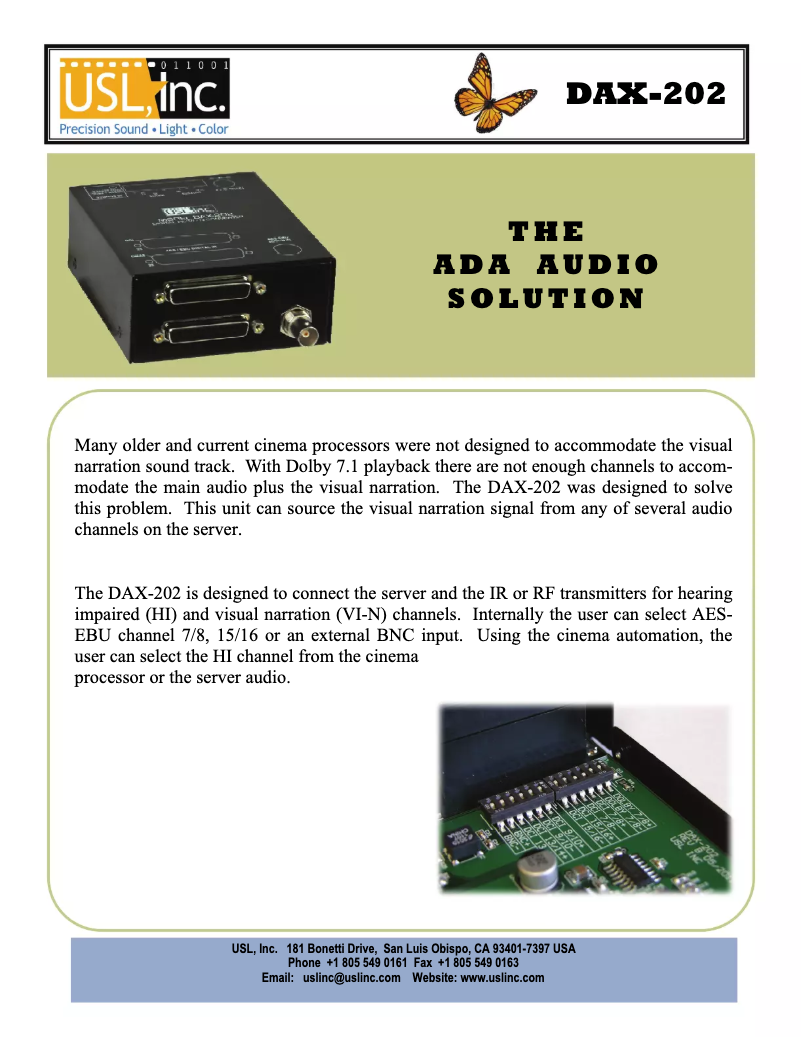 Page 1 de la notice Fiche technique QSC USL DAX-202