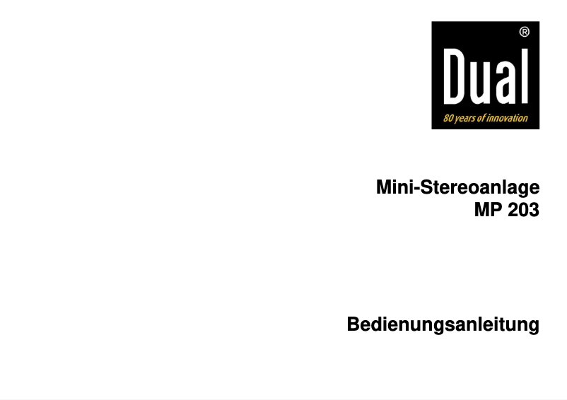 Page 1 de la notice Manuel utilisateur Dual MP 203