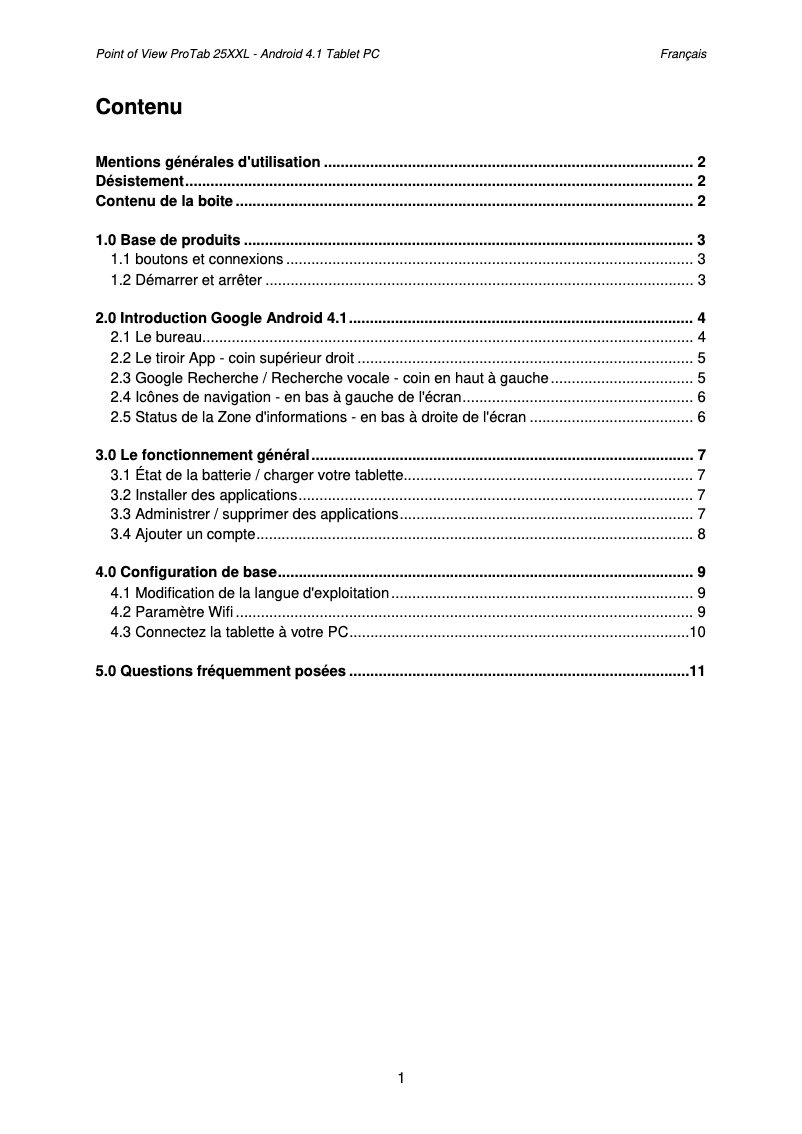 Image de la première page du manuel de l'appareil ProTab 25 XXL