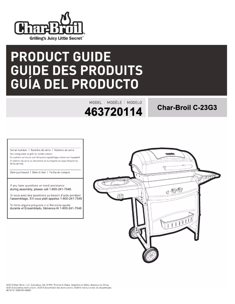 Page 1 de la notice Instructions / montage Char-Broil C-23G3