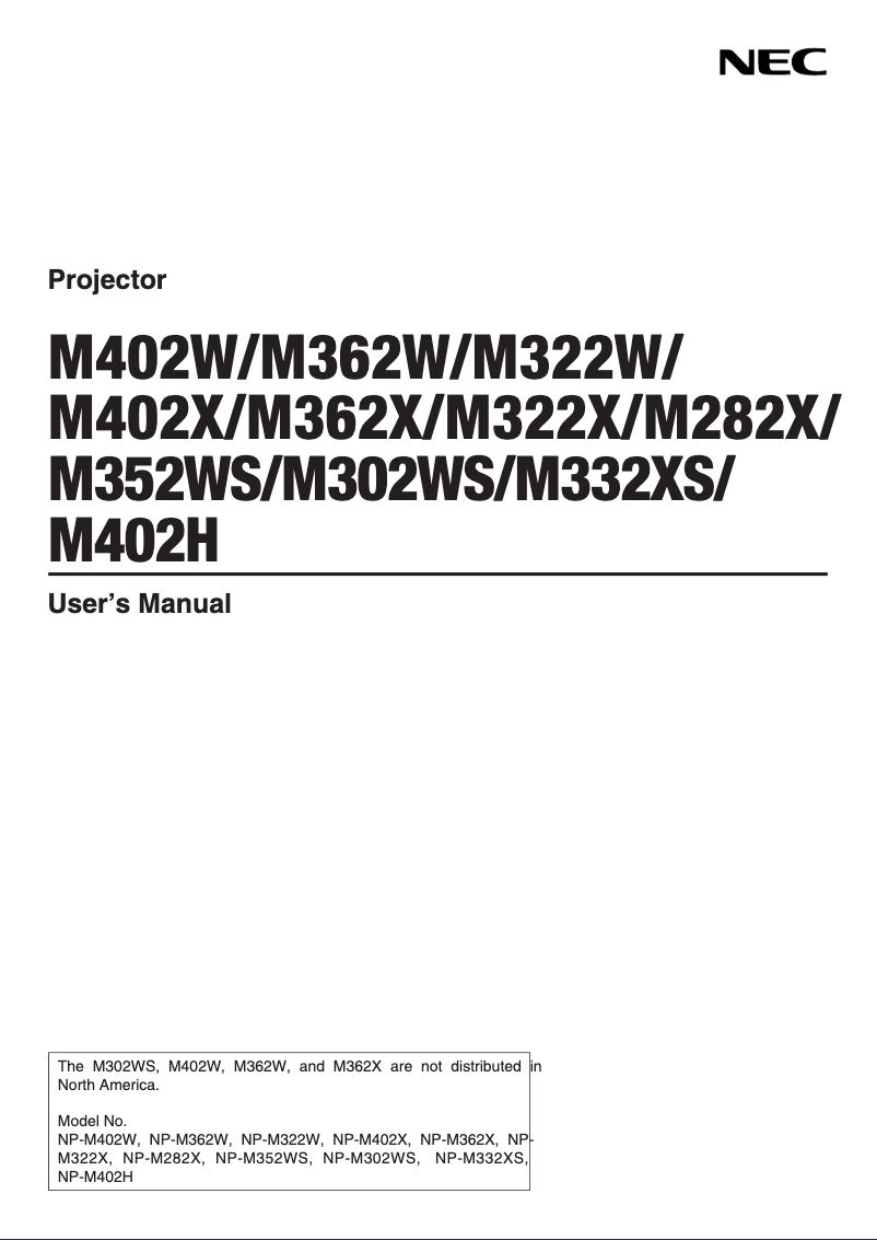 Page 1 de la notice Manuel utilisateur NEC M282X