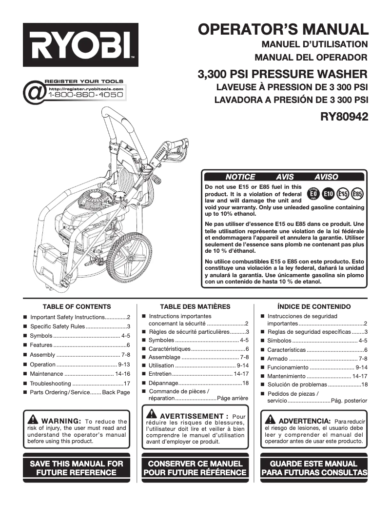Image de la première page du manuel de l'appareil RY80942