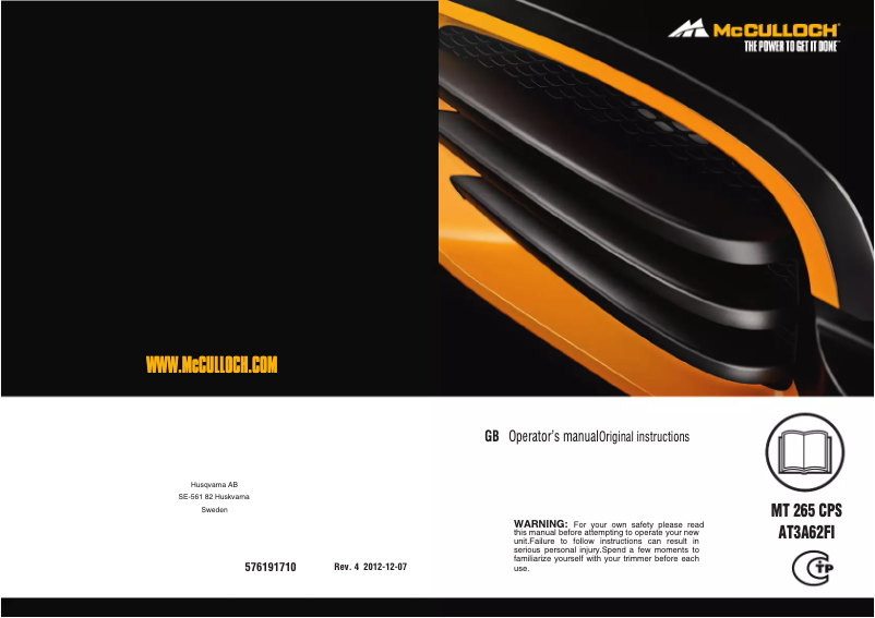 Page 1 de la notice Manuel utilisateur McCulloch MT260CLS