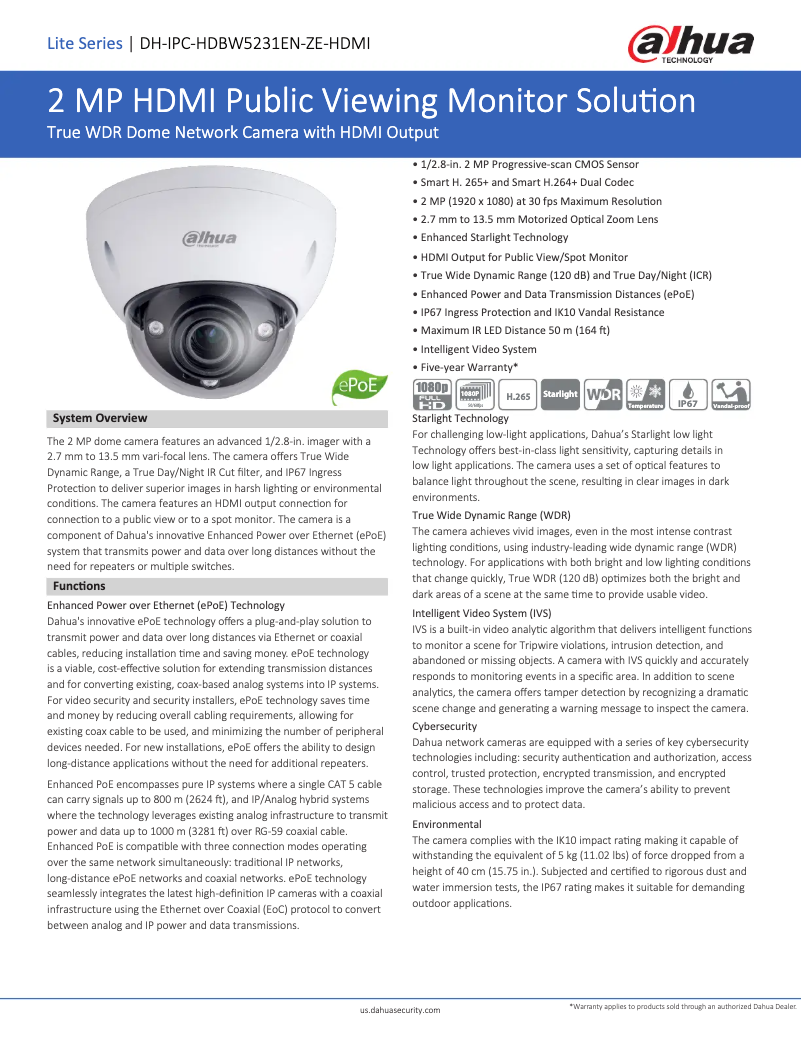 Image de la première page du manuel de l'appareil IPC-HDBW5231E-ZE-HDMI