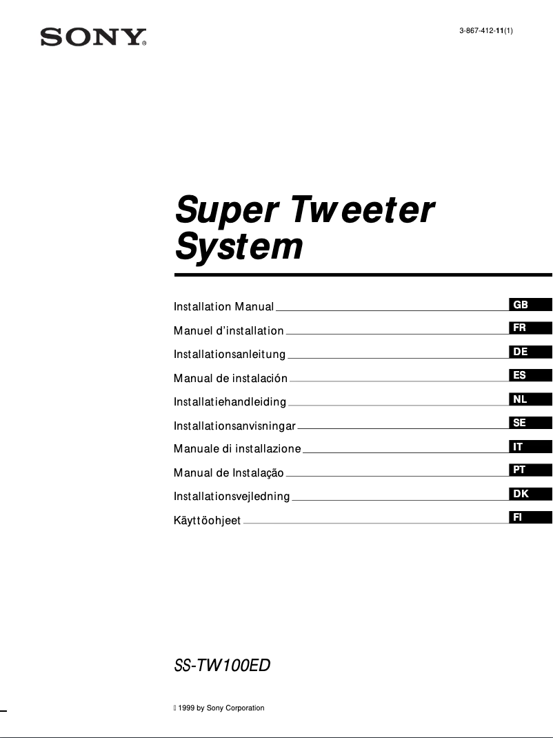 Page 1 de la notice Manuel utilisateur Sony SS-TW100ED