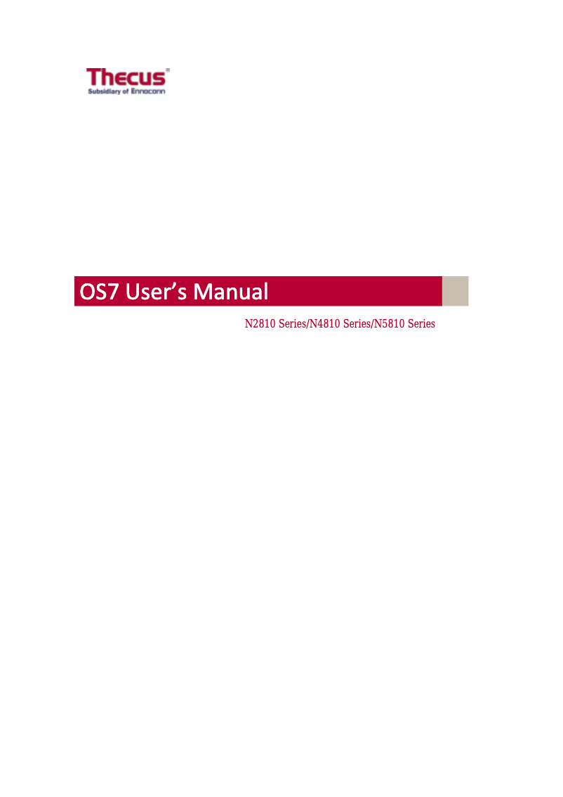 Page 1 de la notice Manuel utilisateur Origin Storage Thecus N2810PRO