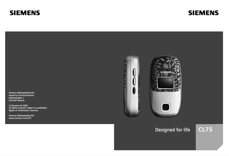 Image de la première page du manuel de l'appareil CL75