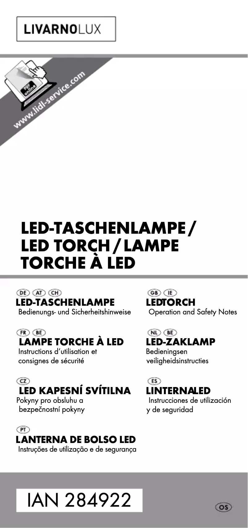 Page 1 de la notice Manuel utilisateur Livarno Lux IAN 284922