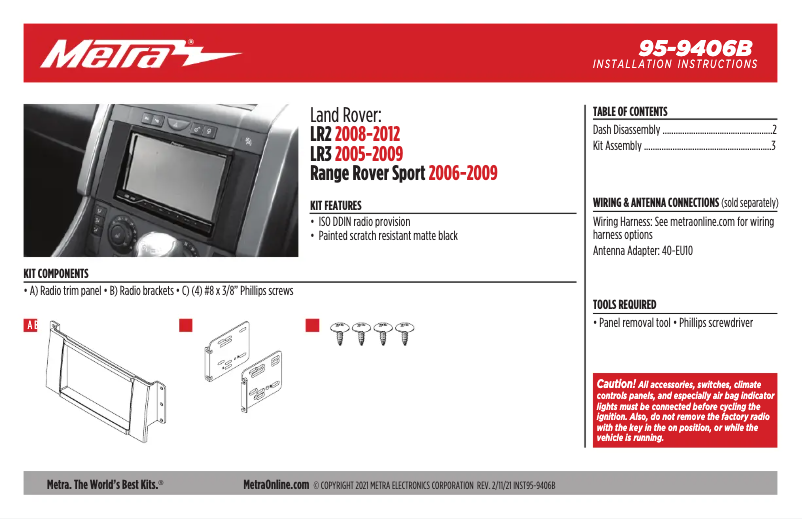 Página 1 del manual Guía de instalación Metra 95-9406B