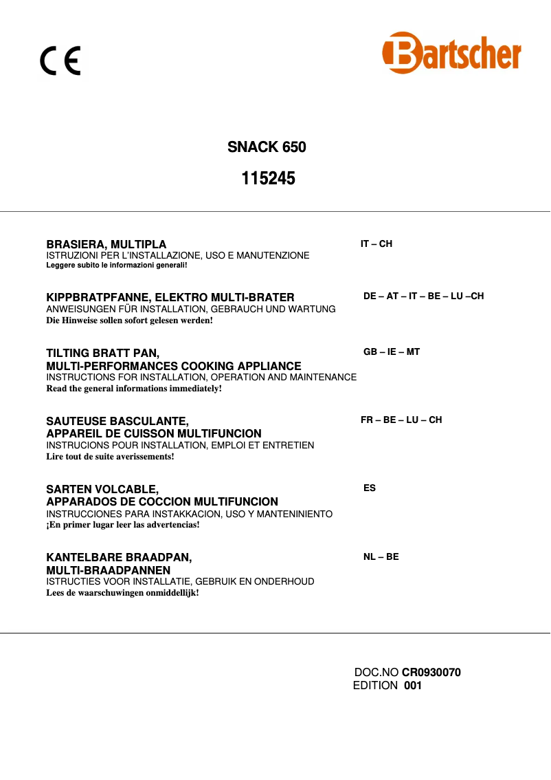Página 1 del manual Manual de usuario Bartscher 115245