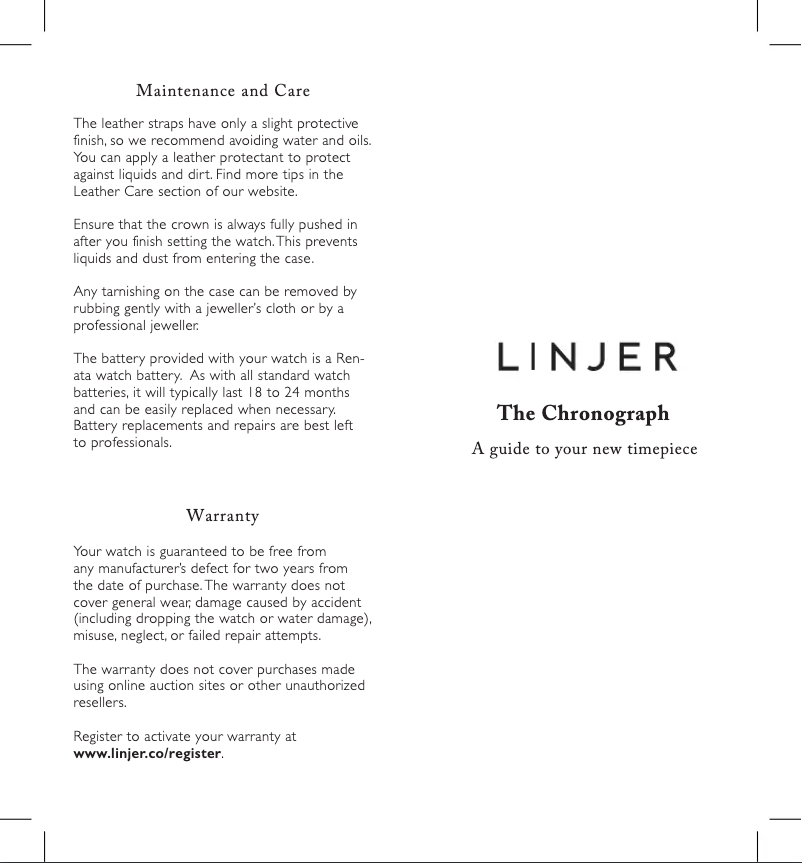 Image de la première page du manuel de l'appareil The Chronograph