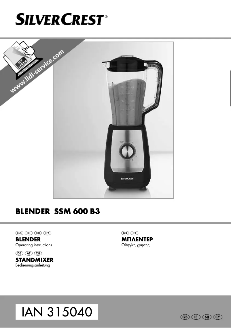 Page n°1 - Manuel utilisateur SilverCrest SSM 600 B3