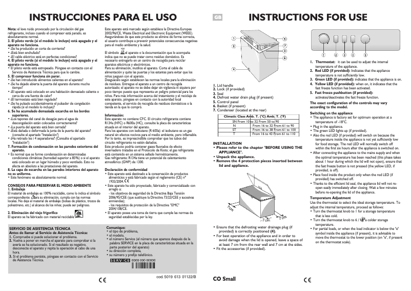 Page 1 de la notice Manuel utilisateur Whirlpool AFG 050 MAP