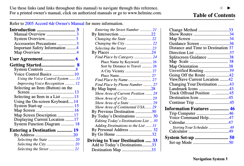 Image de la première page du manuel de l'appareil Accord Hybrid (2005)