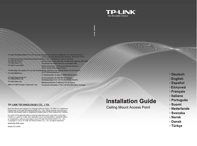 Page 1 de la notice Manuel utilisateur TP-Link EAP110