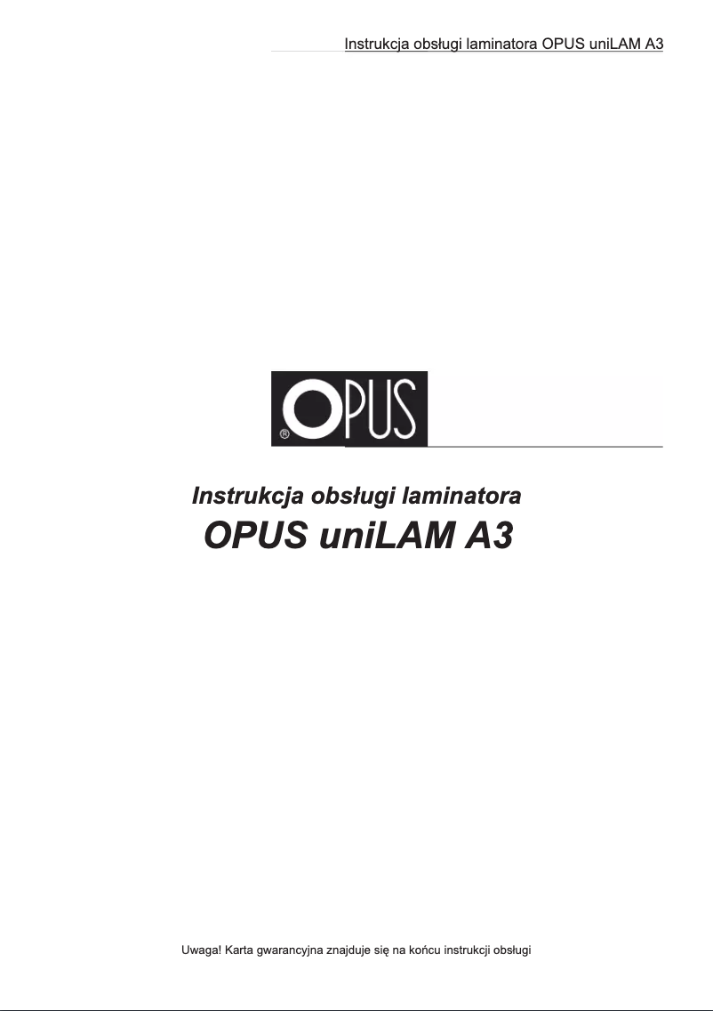 Image de la première page du manuel de l'appareil UniLAM A3