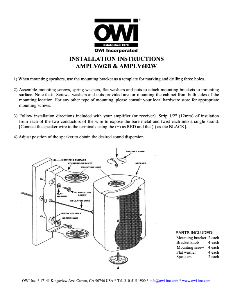 Page n°1 - Manuel utilisateur OWI AMPLV602B