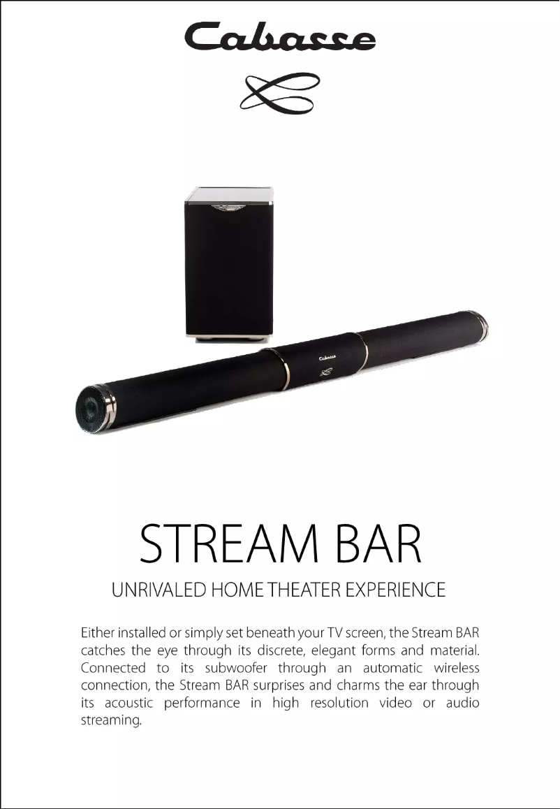 Page 1 of the manual Technical Sheet Cabasse Stream BAR