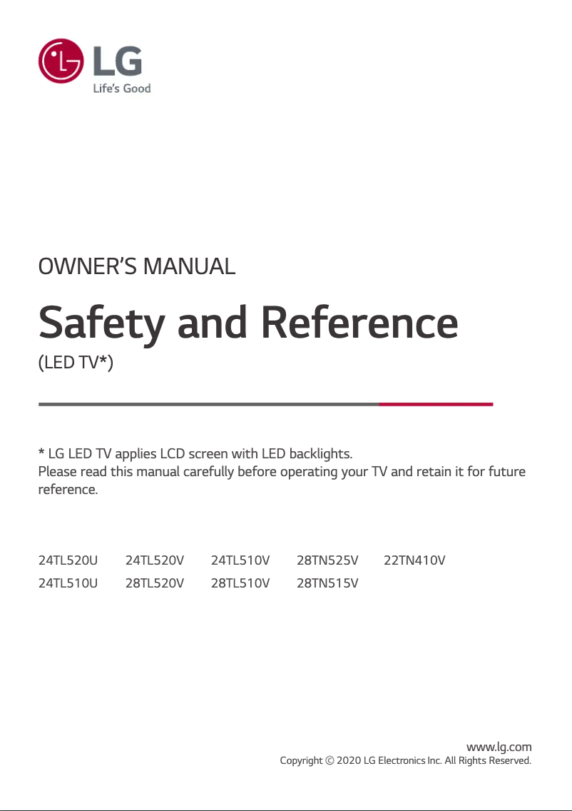 Page 1 de la notice Manuel utilisateur LG 24TL510U