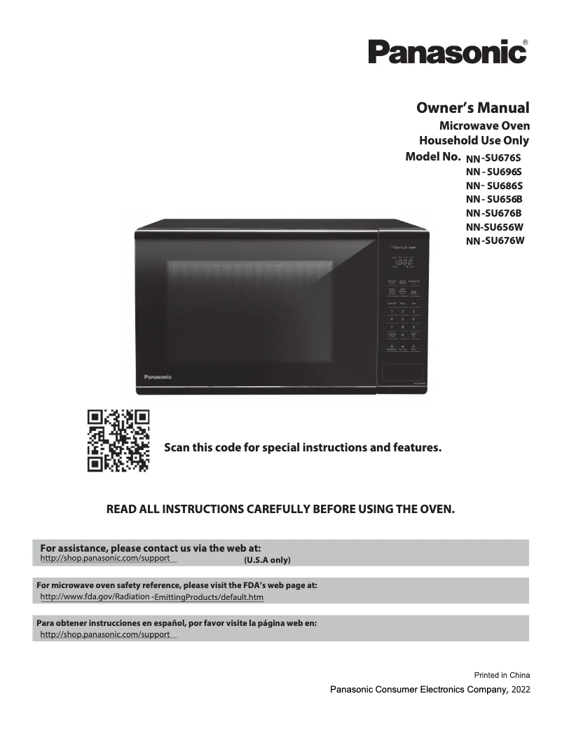 Page 1 de la notice Manuel utilisateur Panasonic NN-SU656W