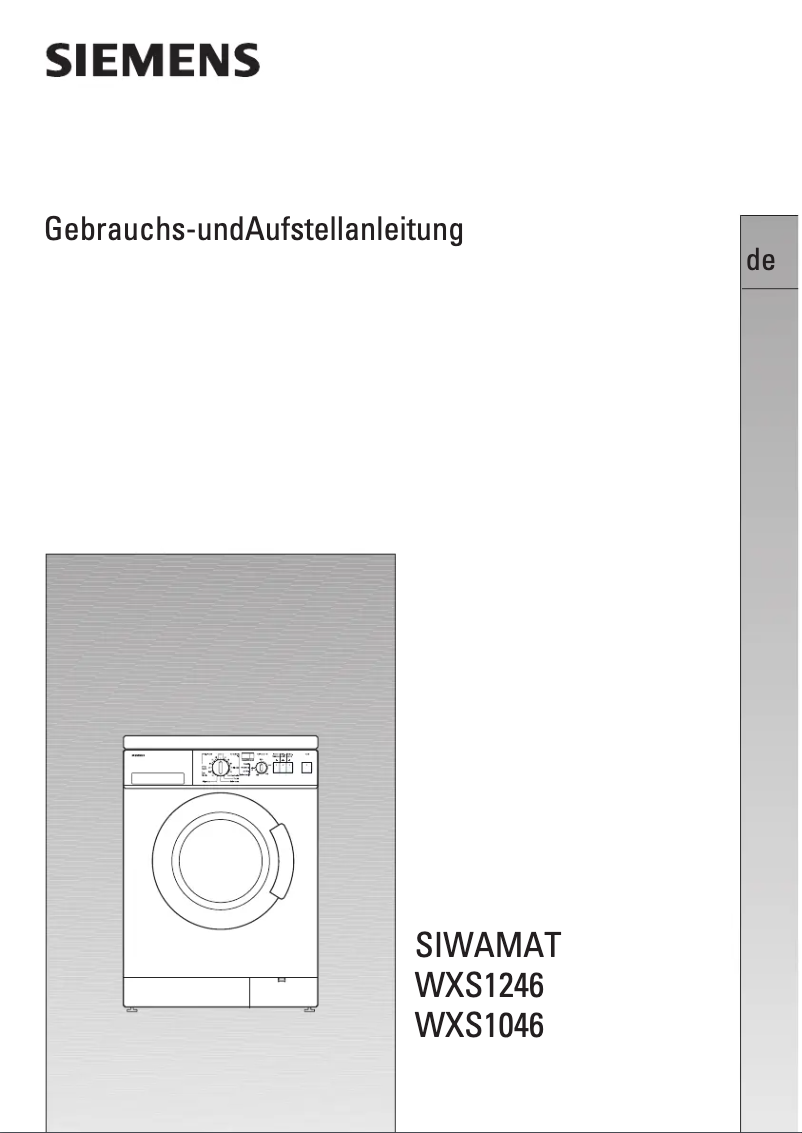 Page 1 de la notice Manuel utilisateur Siemens Siwamat WXS 1046