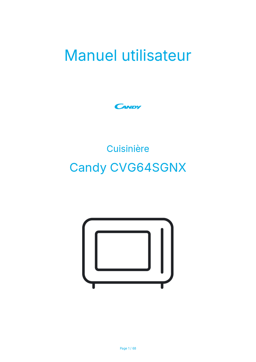 Page n°1 - Manuel utilisateur Candy CVG64SGNX