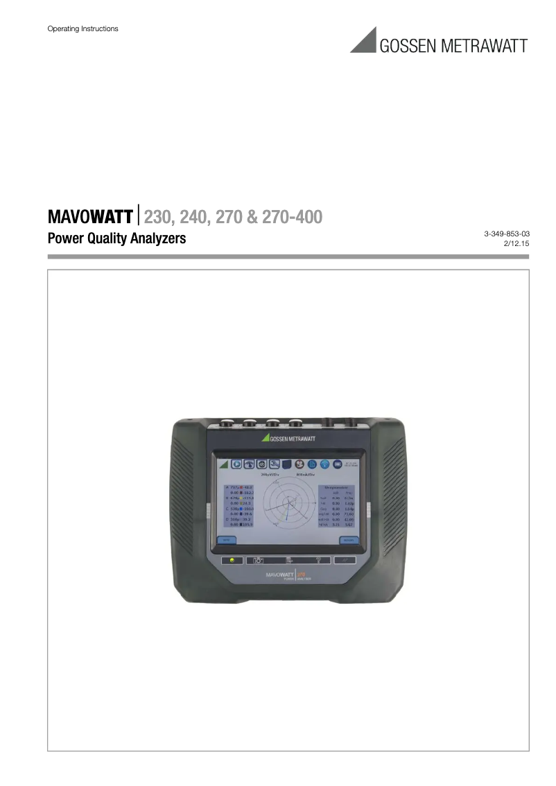 Page n°1 - Manuel utilisateur Gossen Metrawatt MAVOWATT 230
