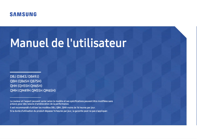Page 1 de la notice Manuel utilisateur Samsung QB65H