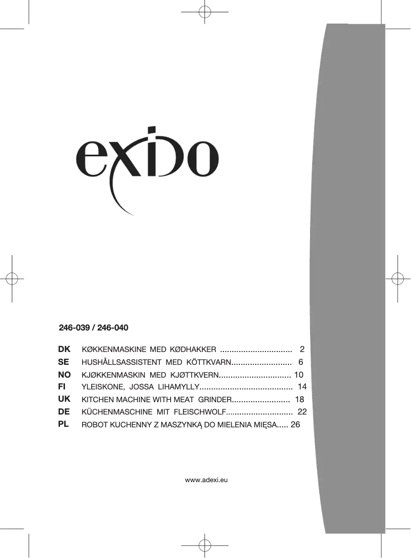 Page n°1 - Manuel utilisateur Exido 246-039