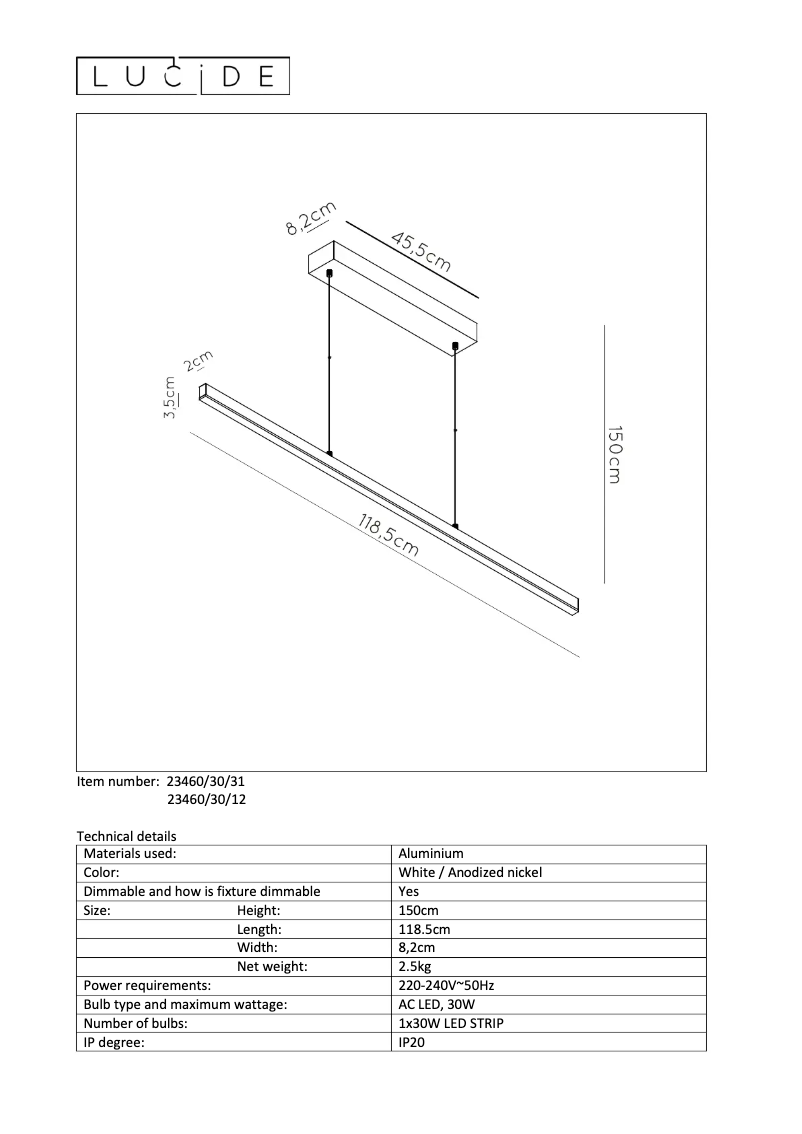 Page 1 de la notice Manuel utilisateur Lucide Sigma 23460/30/12