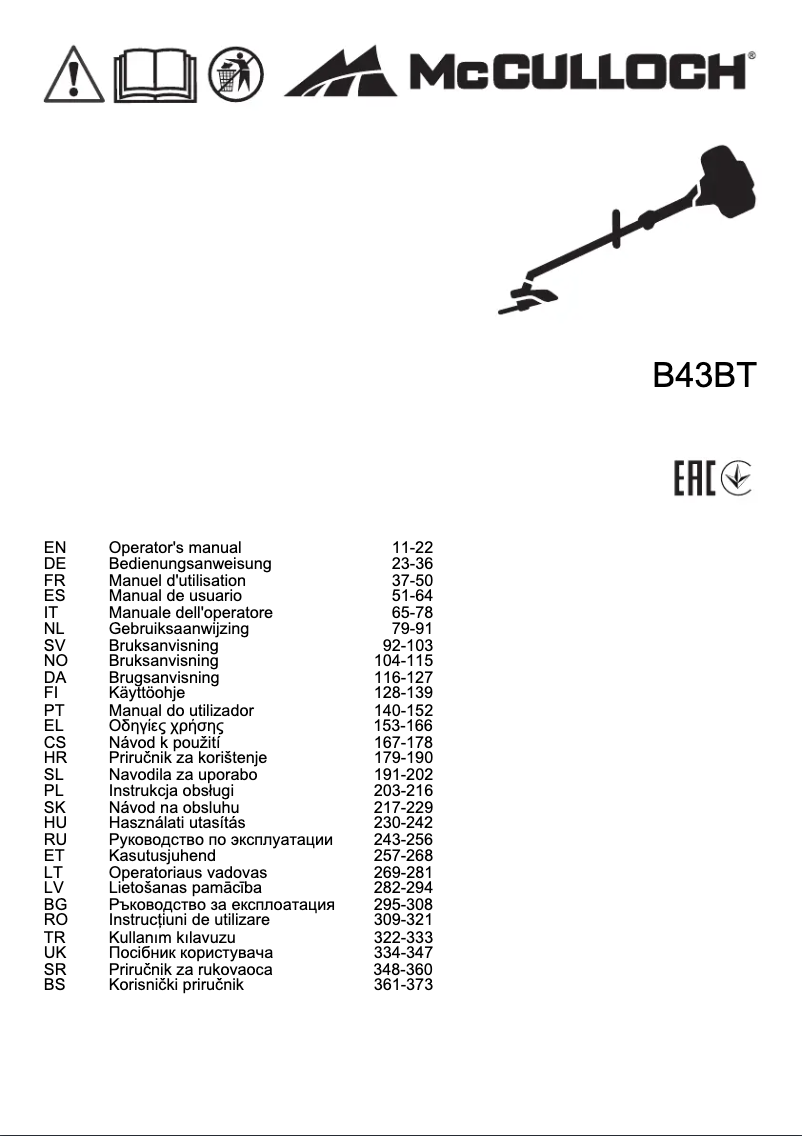 Image de la première page du manuel de l'appareil B43 BT
