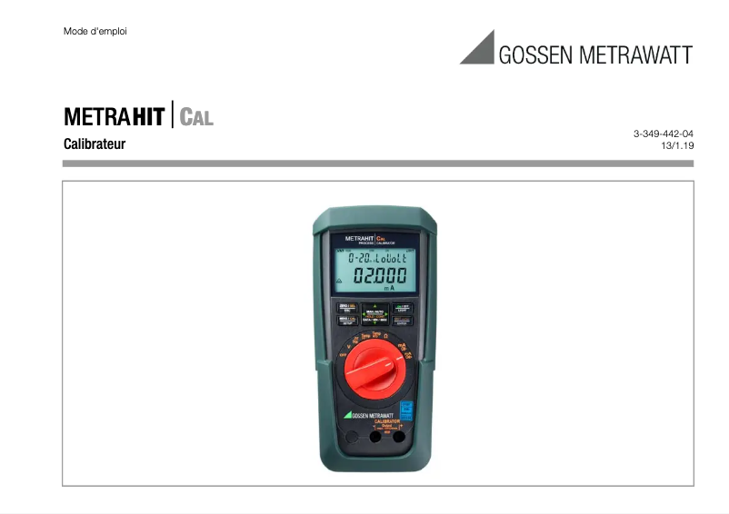Image de la première page du manuel de l'appareil METRAHIT CAL