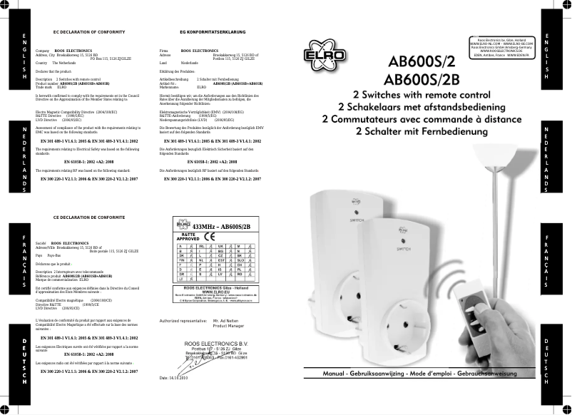 Page n°1 - Manuel utilisateur Elro AB600S-2B