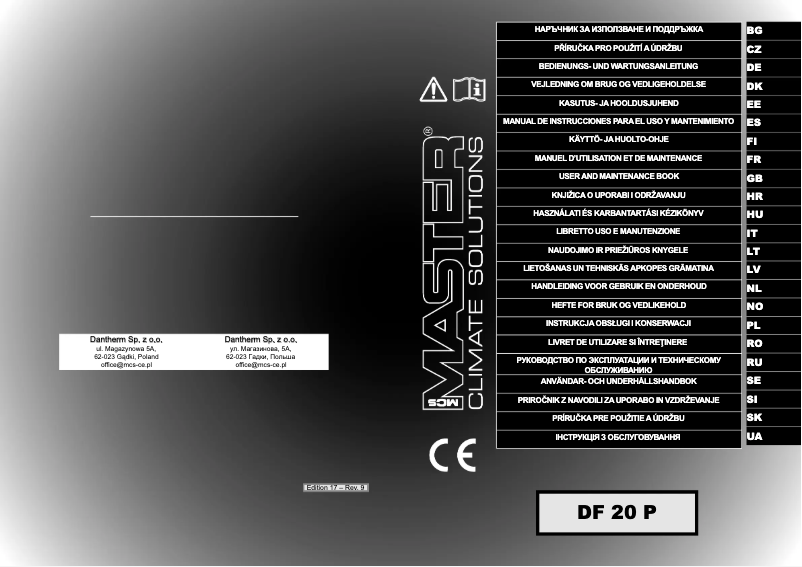 Page n°1 - Manuel utilisateur Master DF 20 P