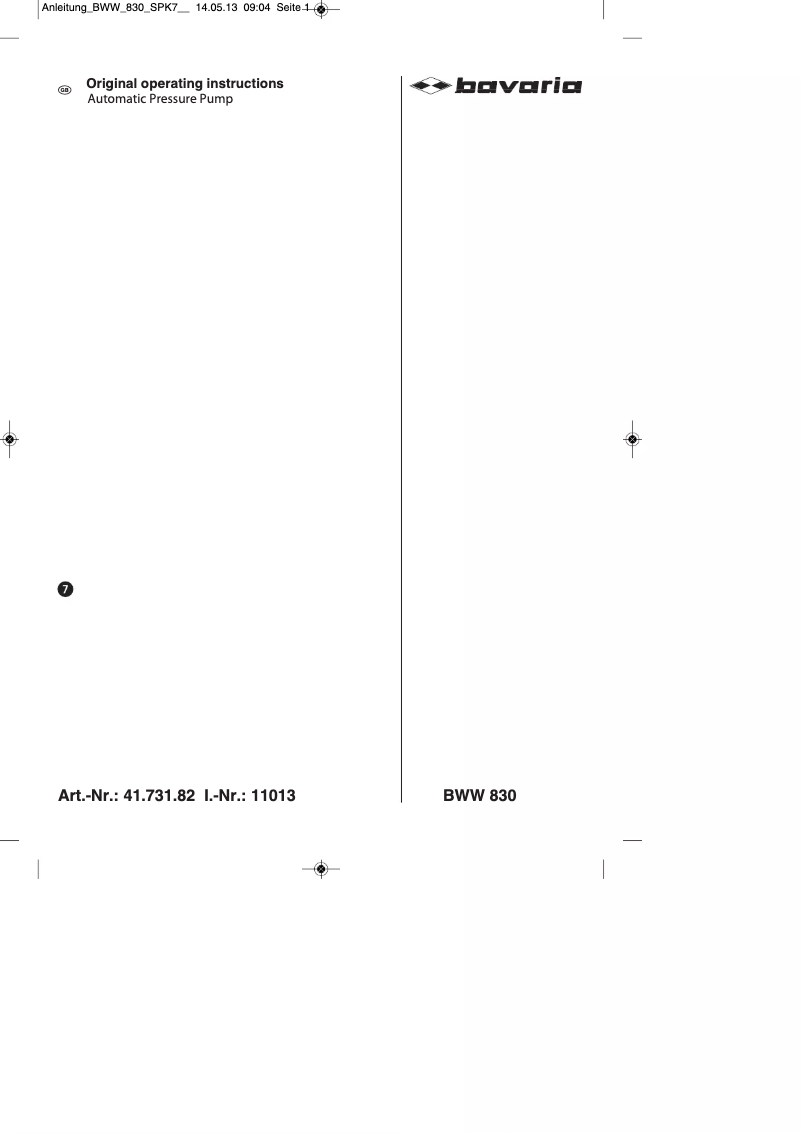 Página 1 del manual Manual de usuario Bavaria BWW 830