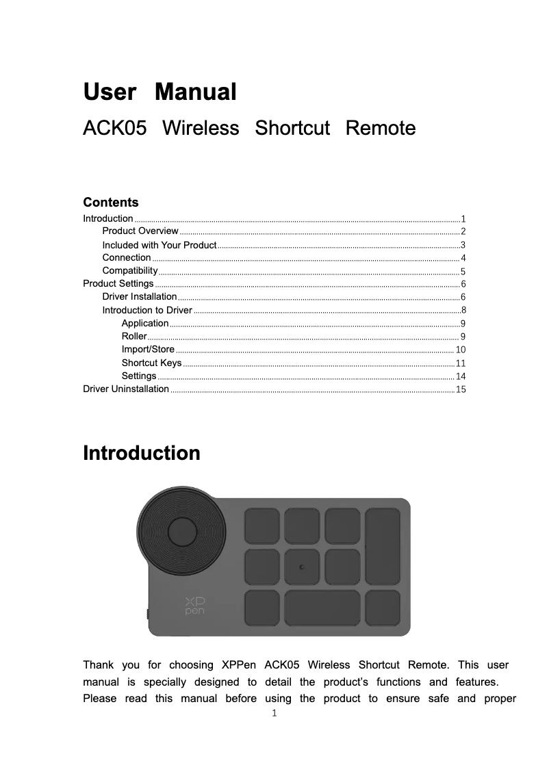 Image de la première page du manuel de l'appareil ACK05