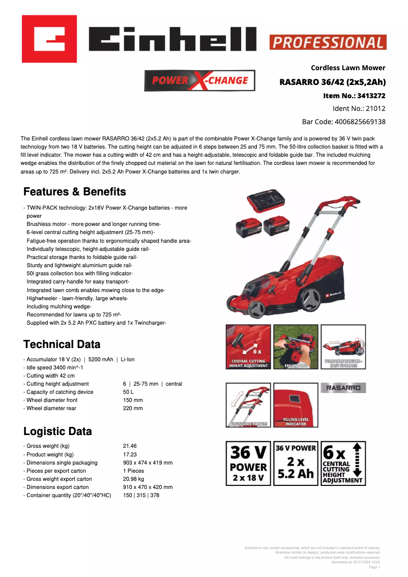 Image de la première page du manuel de l'appareil RASARRO 36/42