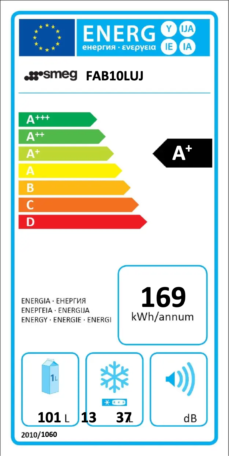 Page n°1 - Label énergétique Smeg FAB10LUJ
