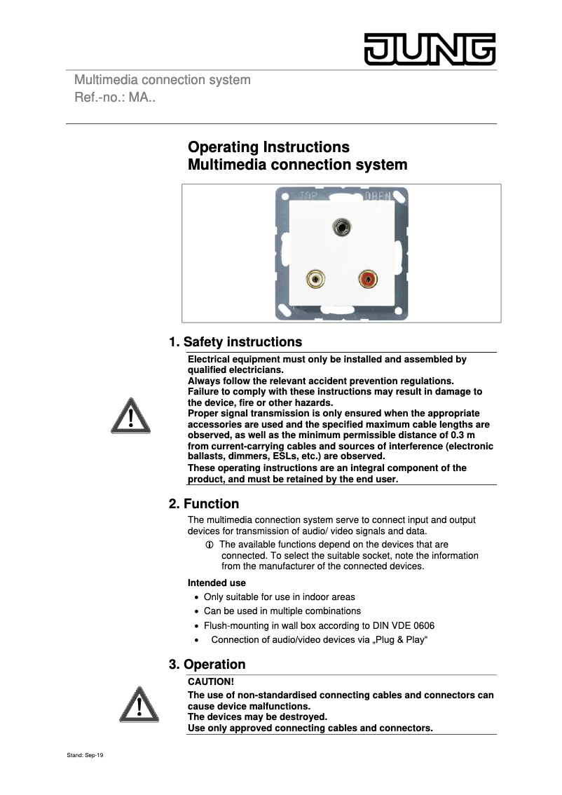 Página 1 del manual Manual de usuario JUNG MACD1011WW