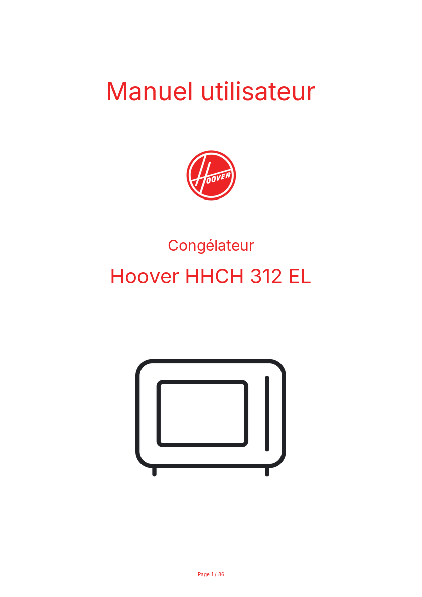Page n°1 - Manuel utilisateur Hoover HHCH 312 EL