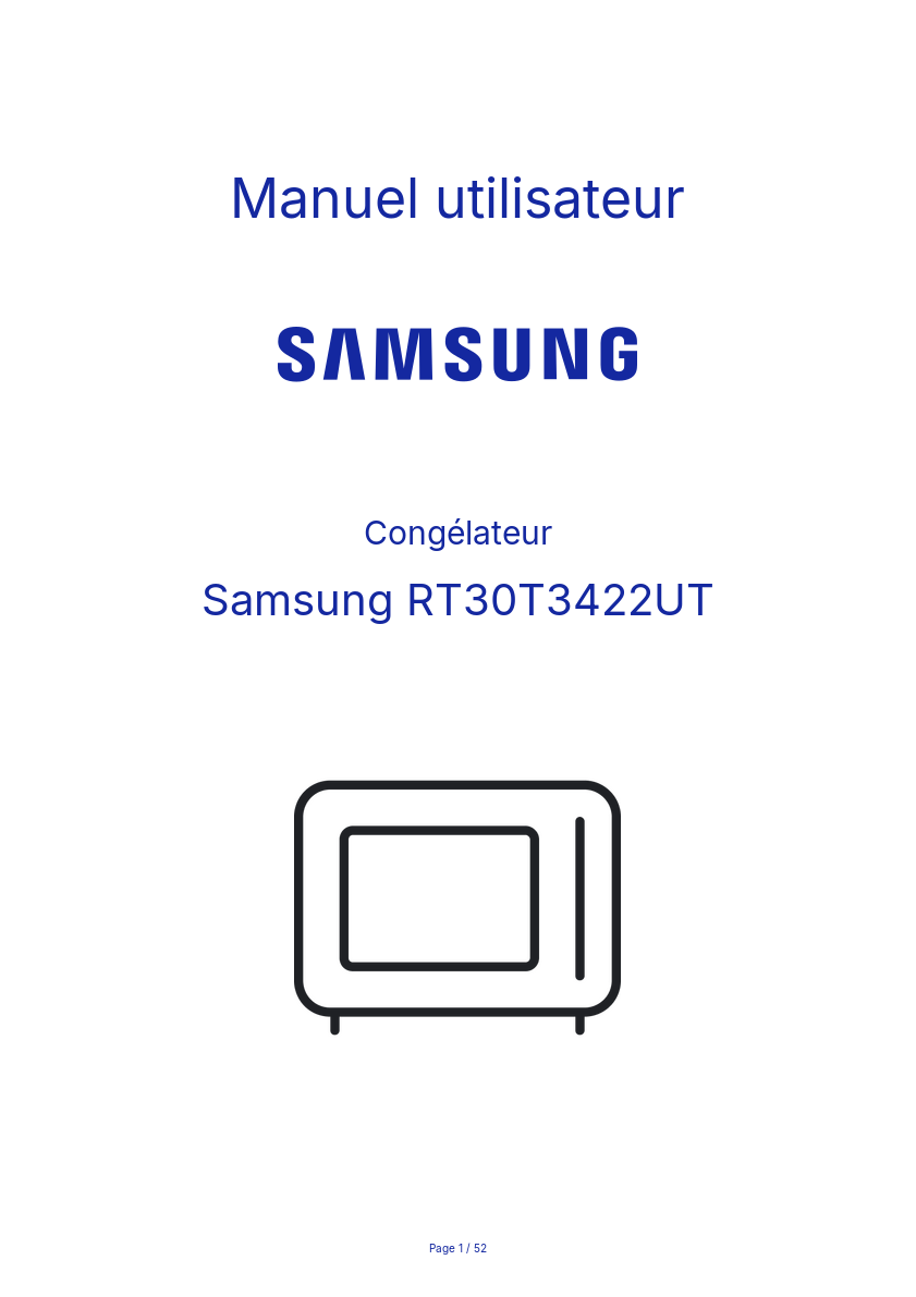 Page n°1 - Manuel utilisateur Samsung RT30T3422UT