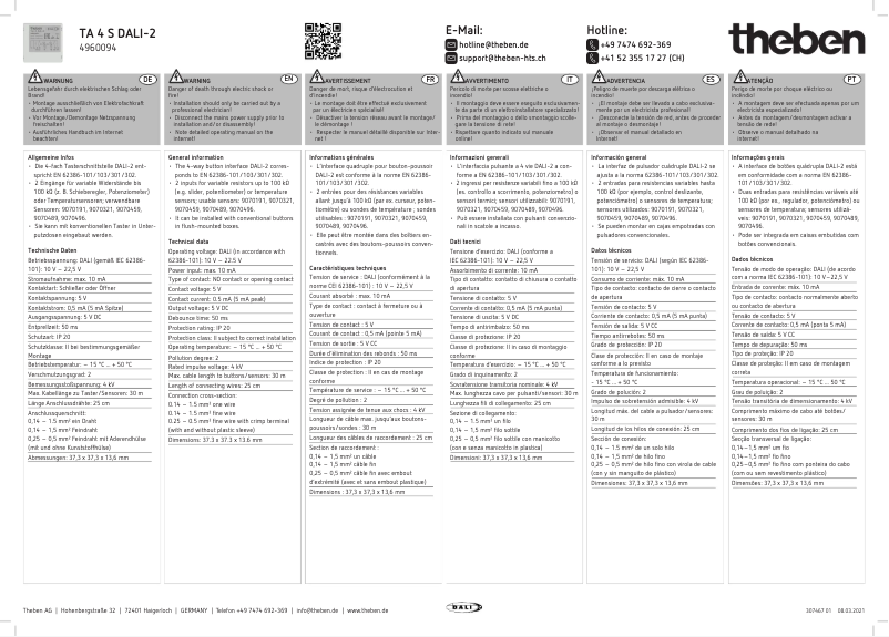 Page n°1 - Manuel utilisateur Theben TA 4 S DALI-2