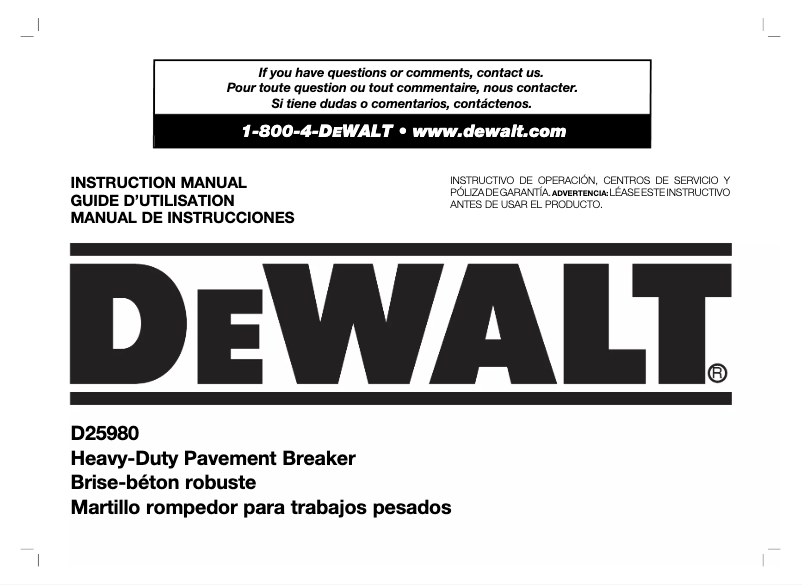 Page n°1 - Manuel utilisateur DeWalt D25980KB