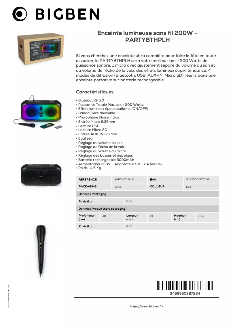 Imagen de la primera página del manual del dispositivo PARTYBTHPLH