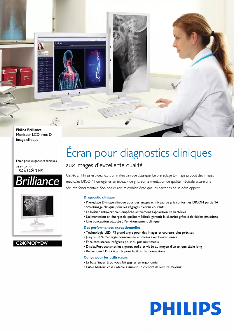 Page 1 de la notice Fiche technique Philips Brilliance C240P4QPYEW