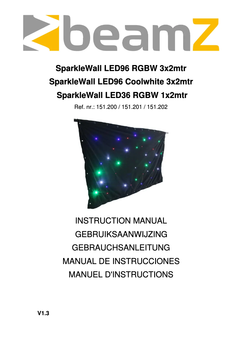Page n°1 - Manuel utilisateur BeamZ SparkleWall 151.201