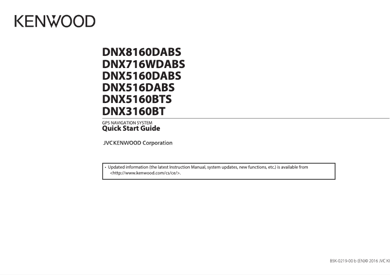 Image de la première page du manuel de l'appareil DNX5160BTS