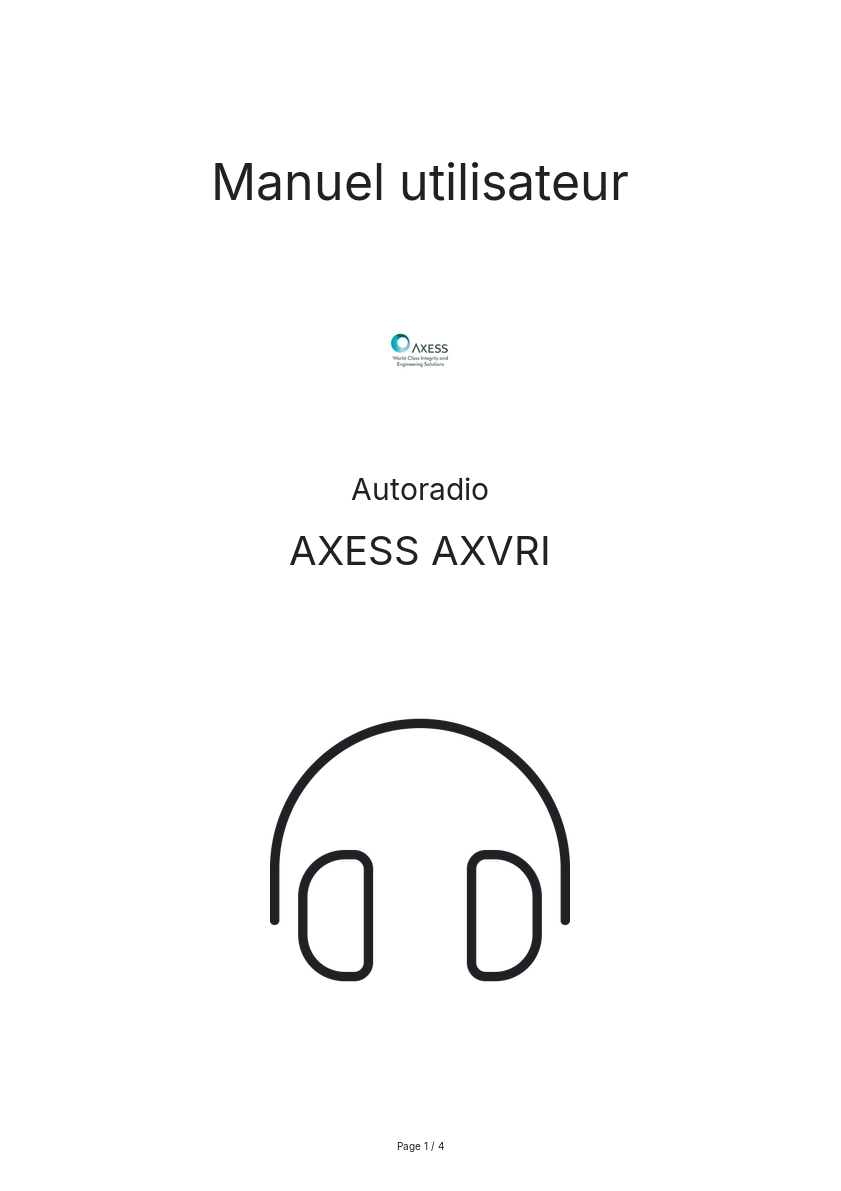 Page n°1 - Manuel utilisateur AXESS AXVRI