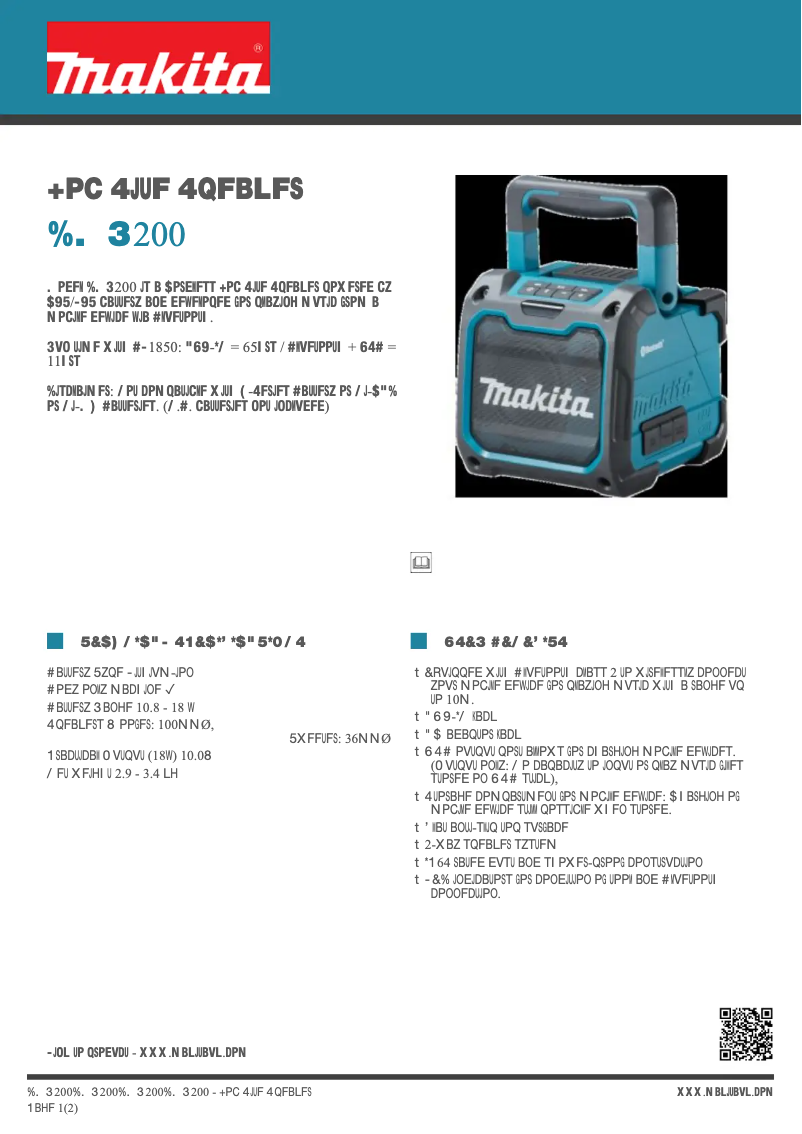 Page 1 de la notice Fiche technique Makita DMR200